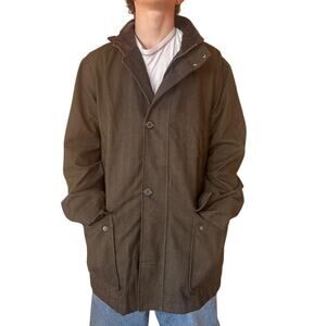 Barbour Men’s Waterproof Field Jacket Brown Herringbone XL Quilted Lined